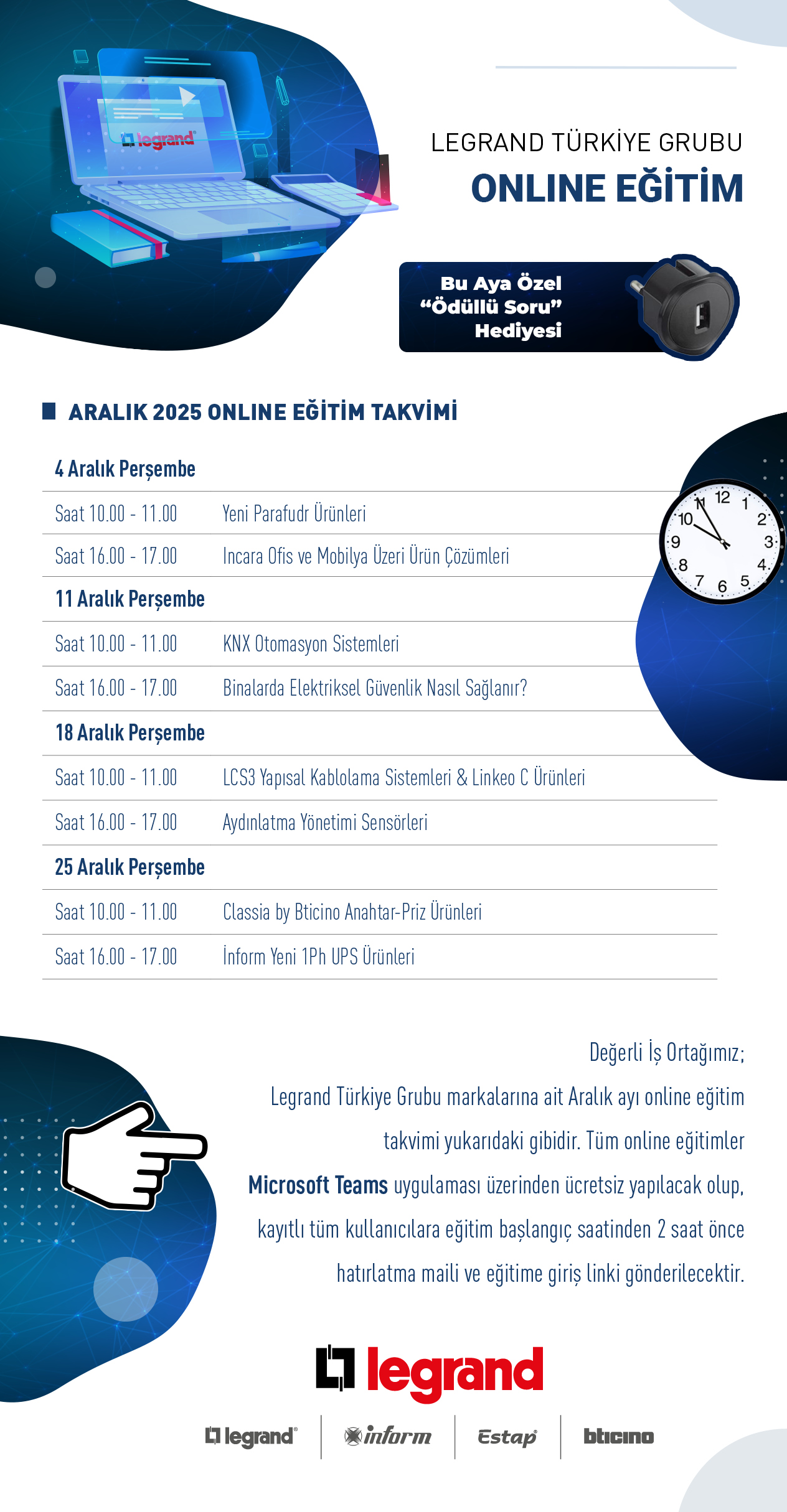 Online Eğitim Aralık Ayı Takvimi