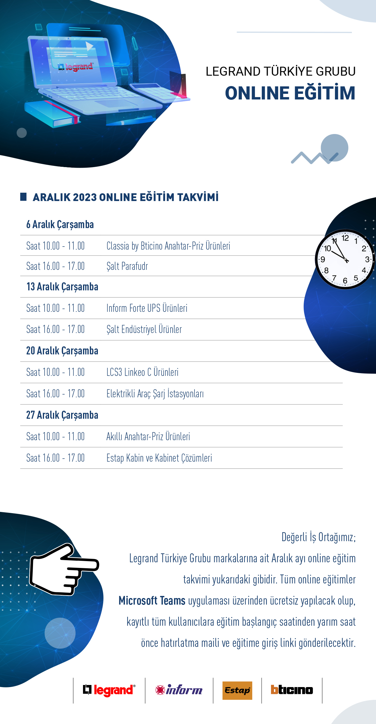 Online Eğitim Aralık Ayı Takvimi