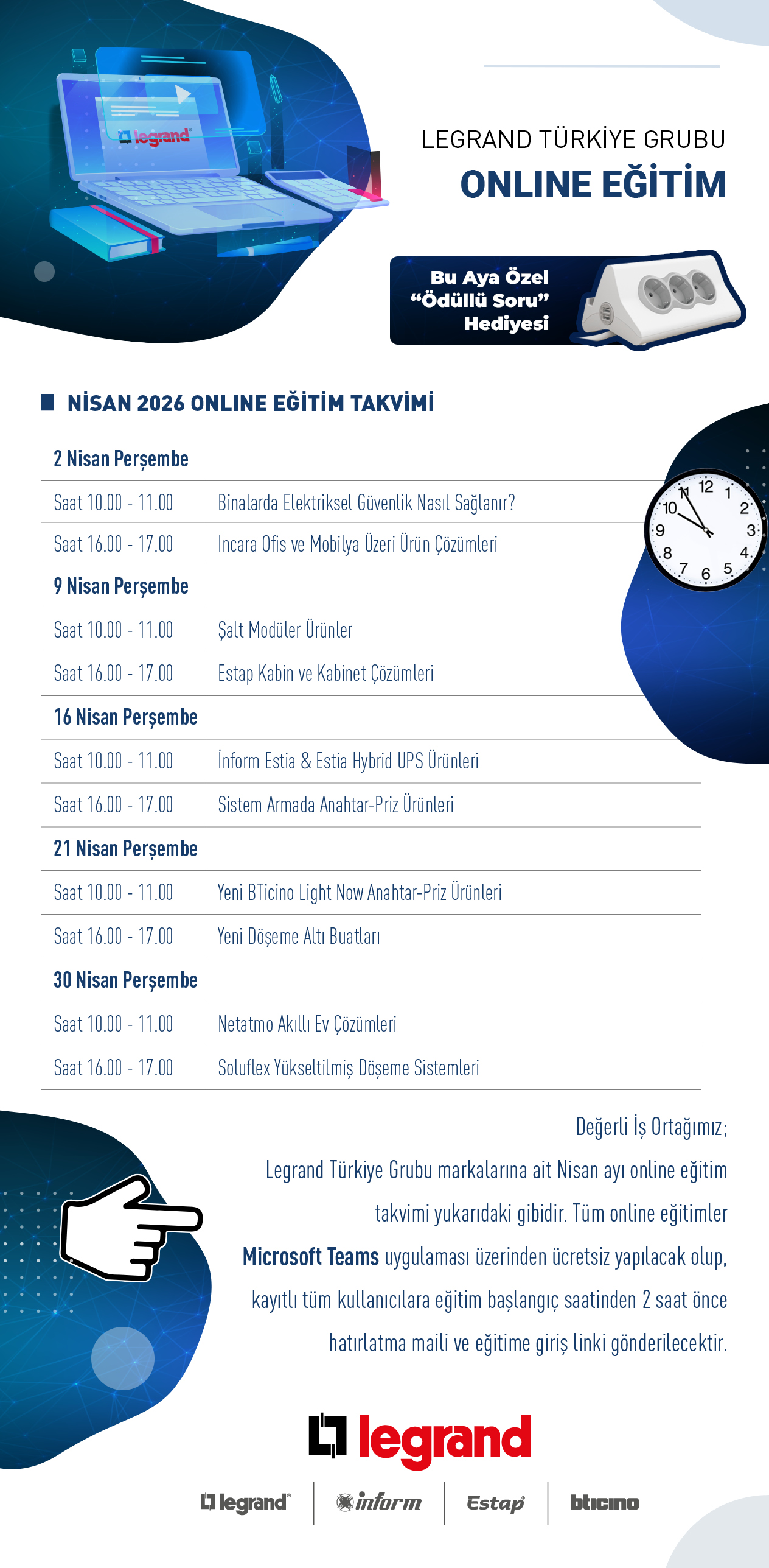 Online Eğitim Nisan Ayı Takvimi